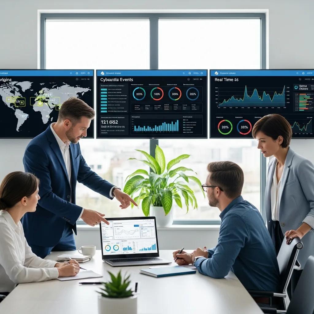 Technology consultant discussing risk management strategies with a small business team